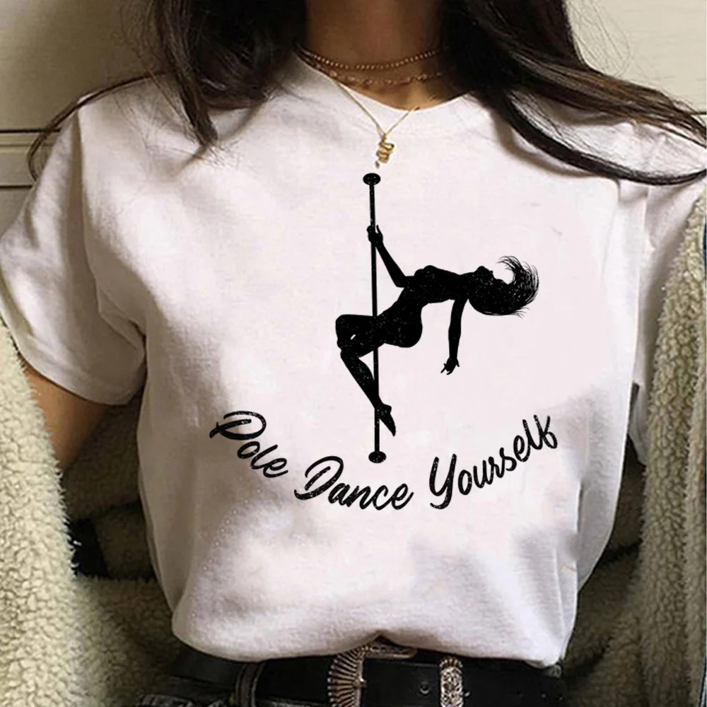 Фото Футболка Poledance, женский летний Забавный Топ, одежда для девушек с Аниме Манга №3