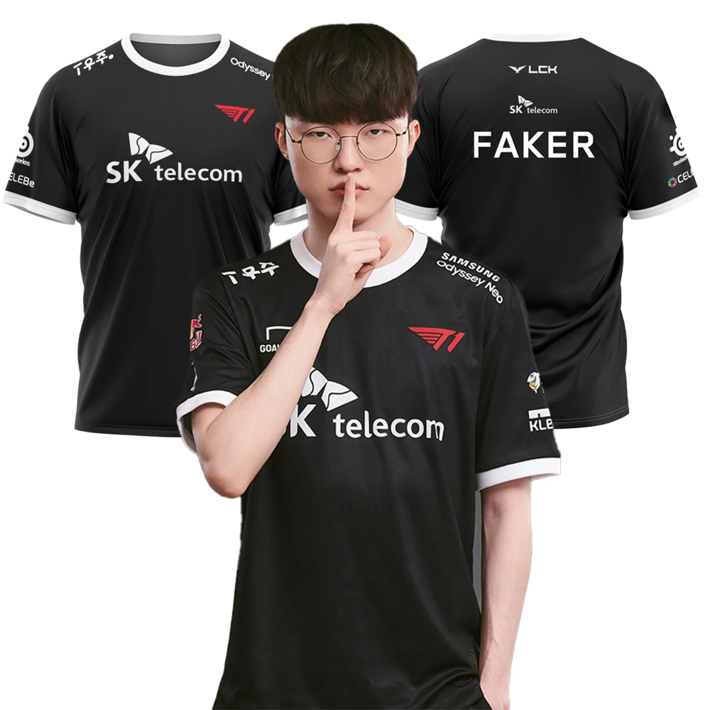 2023 Футболка Лига Легенд мир финалов SKT T1 футболка LOL игры эспорты командная форма футболка MSI Faker Zeus поддержка фанатов мальчиков Джерси