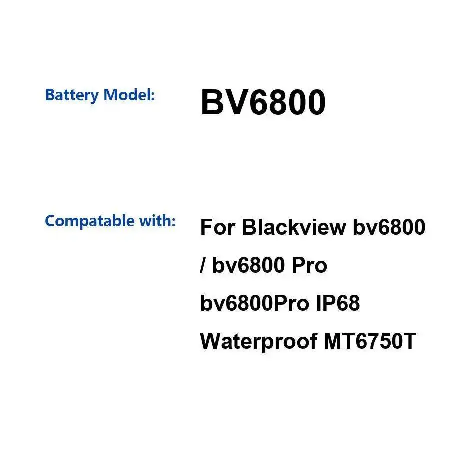 Для Blackview BV6800 Pro IP68 Водонепроницаемый MT6750T 6580 мАч Надежный аккумулятор для мобильного телефона