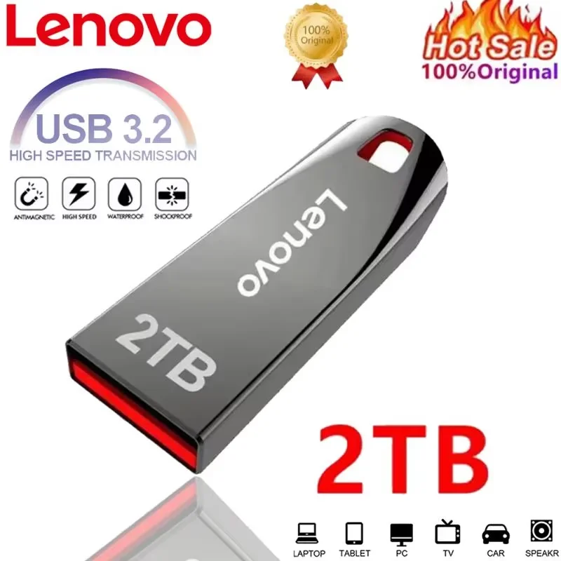 Lenovo 1TB 3.0 USB-накопитель Металлический высокоскоростной флэш-накопитель 2 ТБ 512 ГБ Водонепроницаемый USB-накопитель Type-C для компьютерных устройств