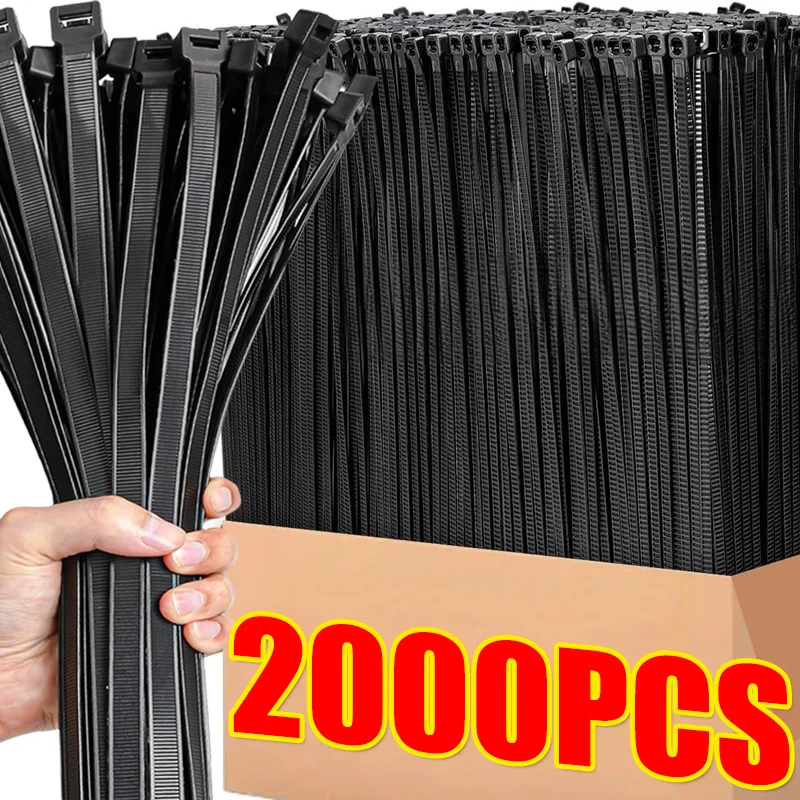 2000/100 шт. нейлоновые кабельные стяжки, самоблокирующиеся шнуровые стяжки, ремни, регулируемые кабели, крепежная петля, пластиковые проволочные стяжки на молнии для дома и офиса