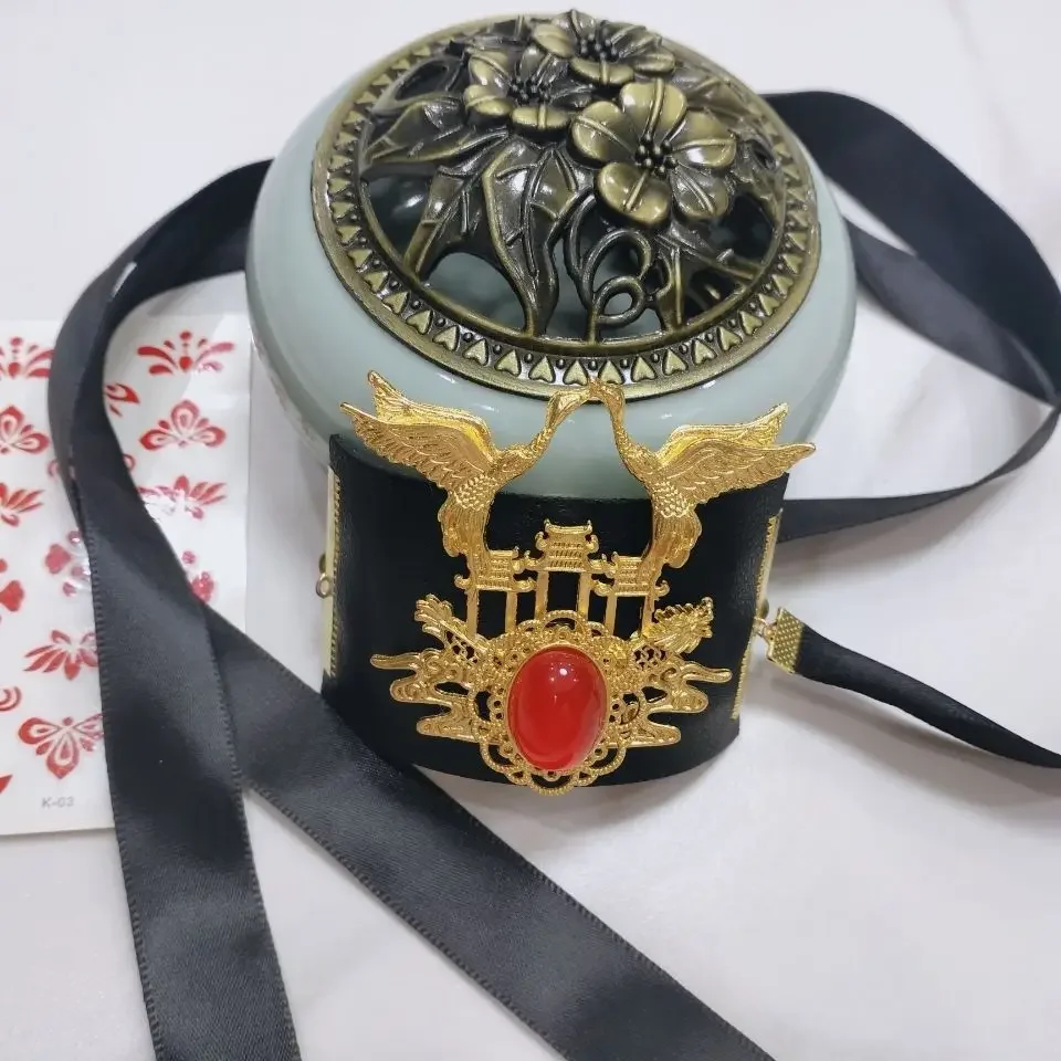 Черный воин фехтовальщик аксессуары для короны для волос с красной ромбовидной лентой головной убор Prince Coronet Hanfu косплей кунг-фу сувениры (art.: 3920ce23da315) - 3920ce23da315