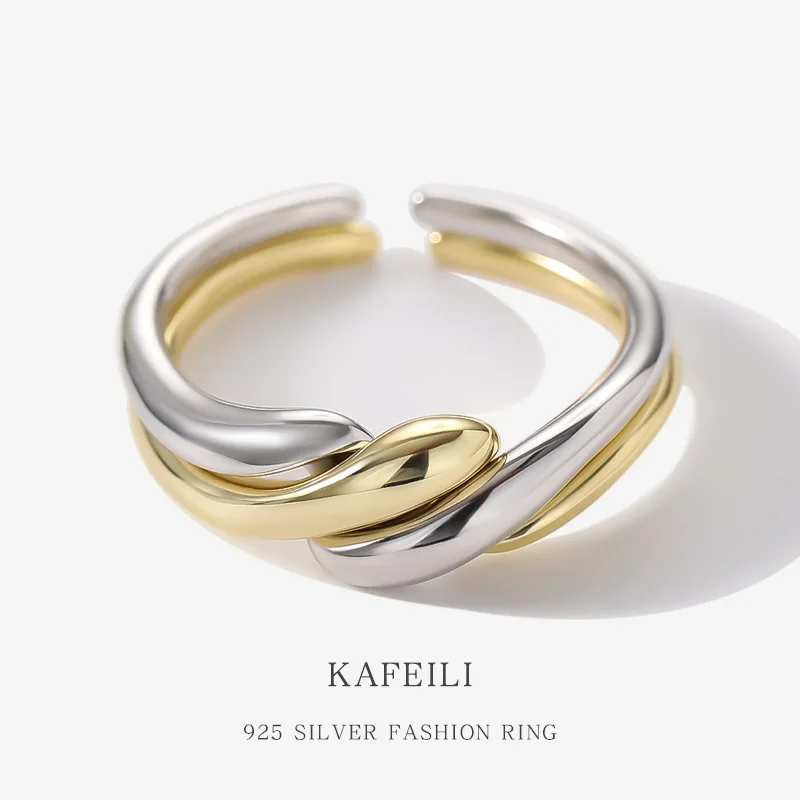 Серебряное кольцо Dawn's Jewel S925, женское кольцо с нестандартной водной рябью, комбинированное открывающееся кольцо, простые стильные ювелирные изделия