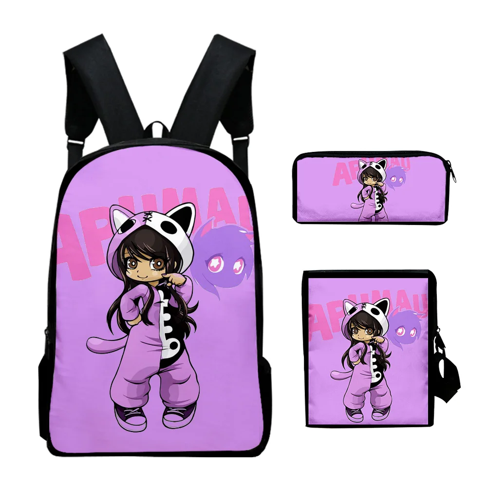 Фото Новинка, в Aphmau merch, комплект из 3 предметов, легкий Молодежный Школьный рюкзак для мальчиков и девочек, сумка-мессенджер с 3D-принтом, Женский карандаш №2