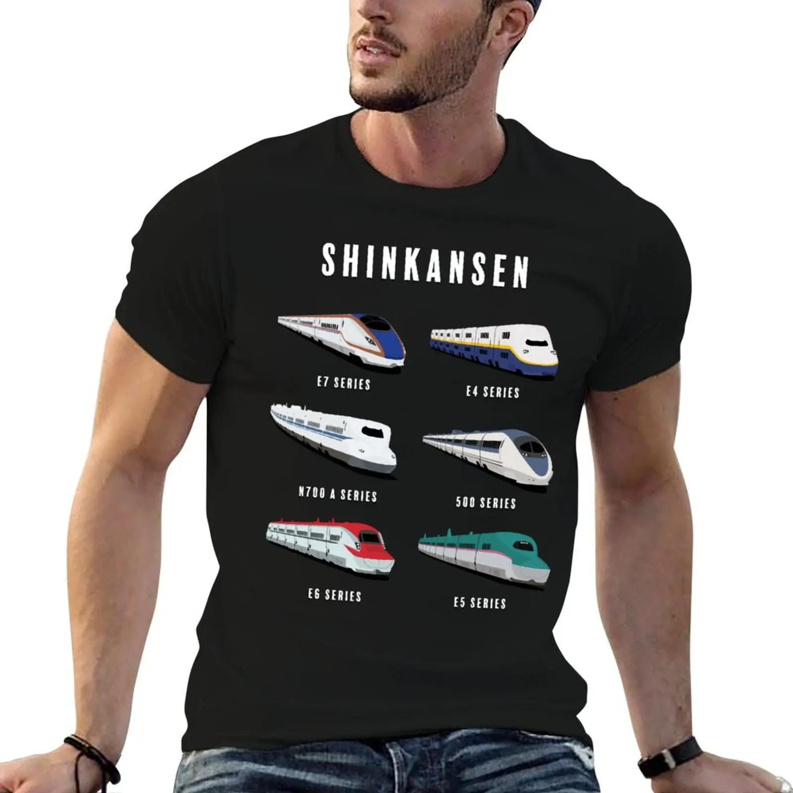 Японская футболка Shinkansen Bullet Trains Artwork, футболки для мужчин, белая мужская футболка с рисунком, футболка