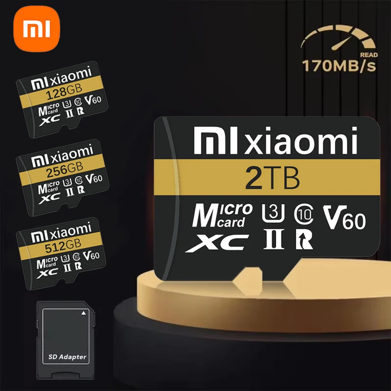XIAOMI 2TB 1TB TF-карта памяти 128GB 64GB 512GB U3 V30 4K Full HD Micro TF Mini SD Card TF Memory Flash Card 170mb/s для телефона