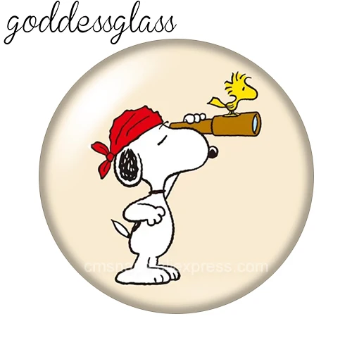 Фото MINISO Snoopy Family Pilot Lawyer Snoopy 12mm/18mm/20mm/25mm Round photo glass cabochon flat back Making findings keychain №4