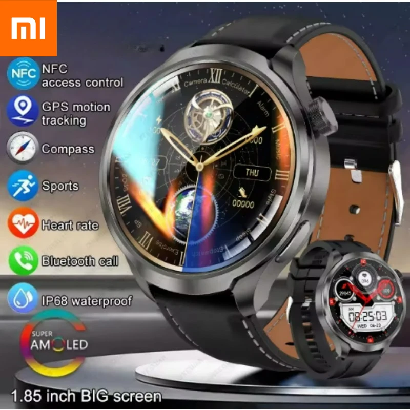 Xiaomi 2026 Новые спортивные NFC модные умные часы с GPS, мужские умные часы с AMOLED-экраном 1,85 дюйма, пульсометр, кровяное давление, здоровье Умная электроника