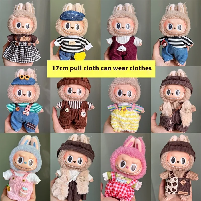 Для Labubu roupas de bebê 17 см винил из pelúcia labubu для сидения festa terno deikki geração и segunda редуктор roupas apena