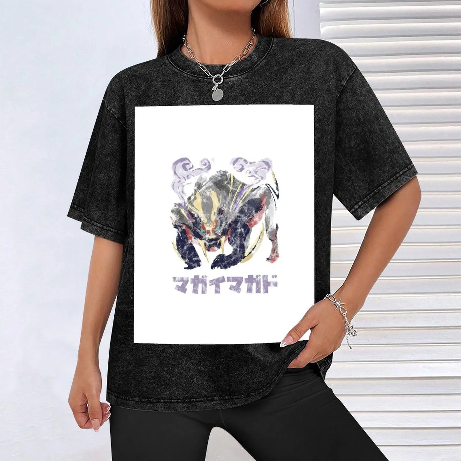 Фото Monster Hunter Rise Magnamalo Kanji Icon футболка милая одежда летняя рубашка таможенные мужские белые футболки №4