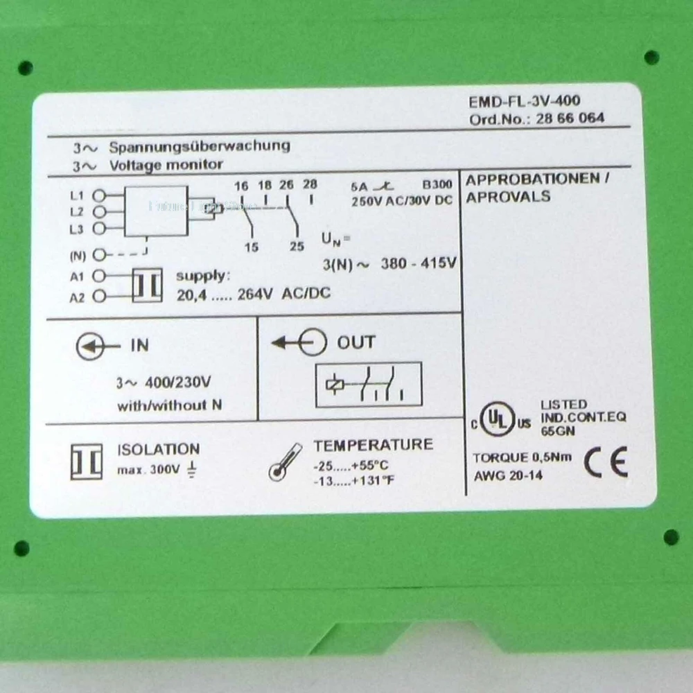Фото Реле контроля напряжения MD-FL-3V-400 2866064 300 В 4 кВ №4