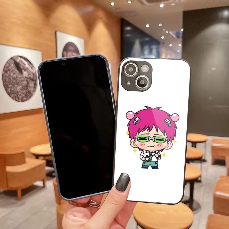 Милый телефонный чехол Saiki Kusuo для IPhone 14 13 12 11 Pro Max X XR XS 8 7 Plus, цветной чехол из жидкого стекла для телефона