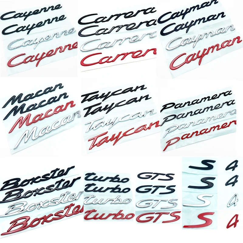 Автомобильная модель эмблемы аксессуары Подходит для Panamera Cayenne Cayman Carrera Boxster 918 718 Macan GTS Turbo 4 S логотип наклейки