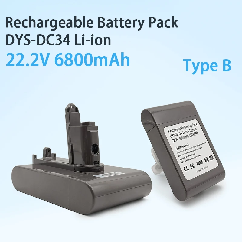 Литий-ионный аккумулятор DC31 22,2 в 6800 мАч, подходит для пылесосов Dyson DC35, DC45, DC34, DC44, литий-ионный аккумулятор (подходит только для типа B)