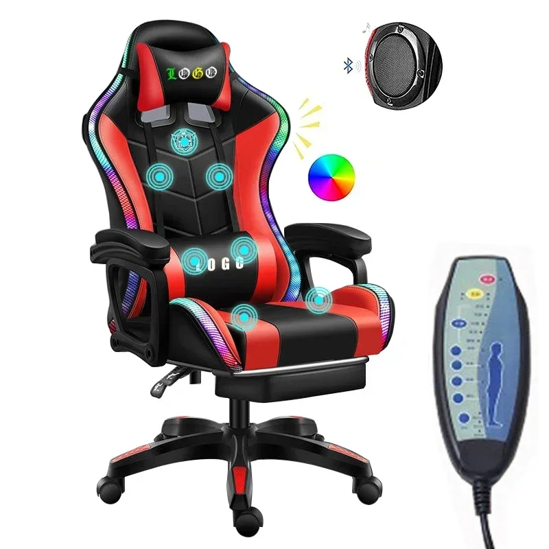 Benutzer definierte rosa LED RGB Компьютерный геймер Массаж Гоночный игровой Stuhl