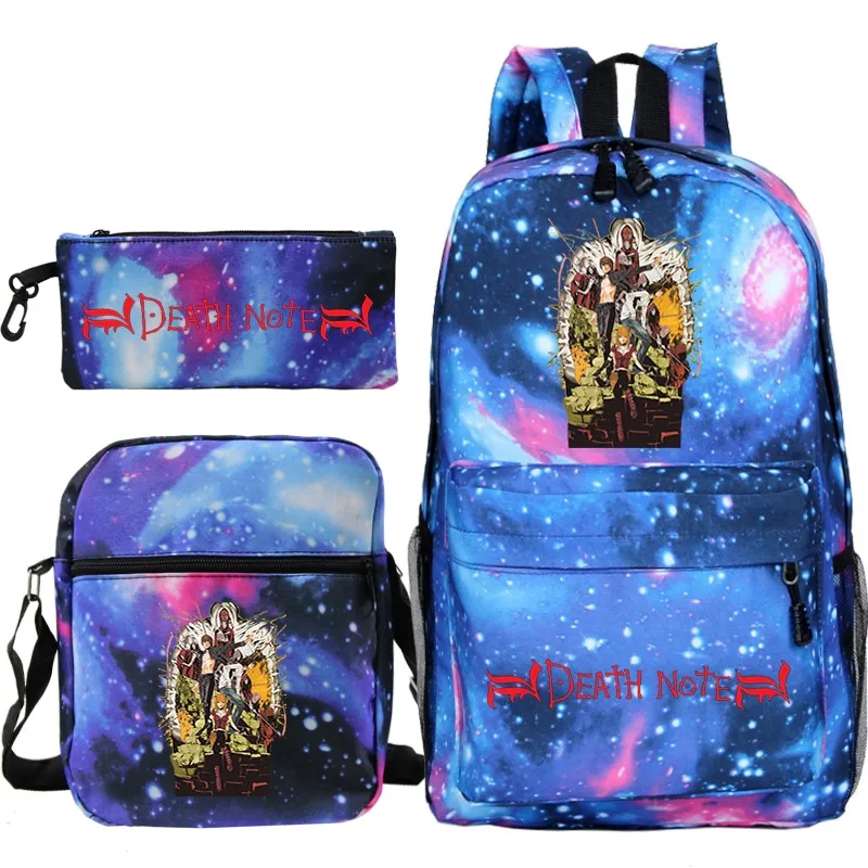 Рюкзак Death Note, комплект из 3 предметов, сумка-карандаш Mochila, студенческая многофункциональная школьная сумка для мальчиков и девочек, сумка для книг, повседневный рюкзак для подростков, подарки