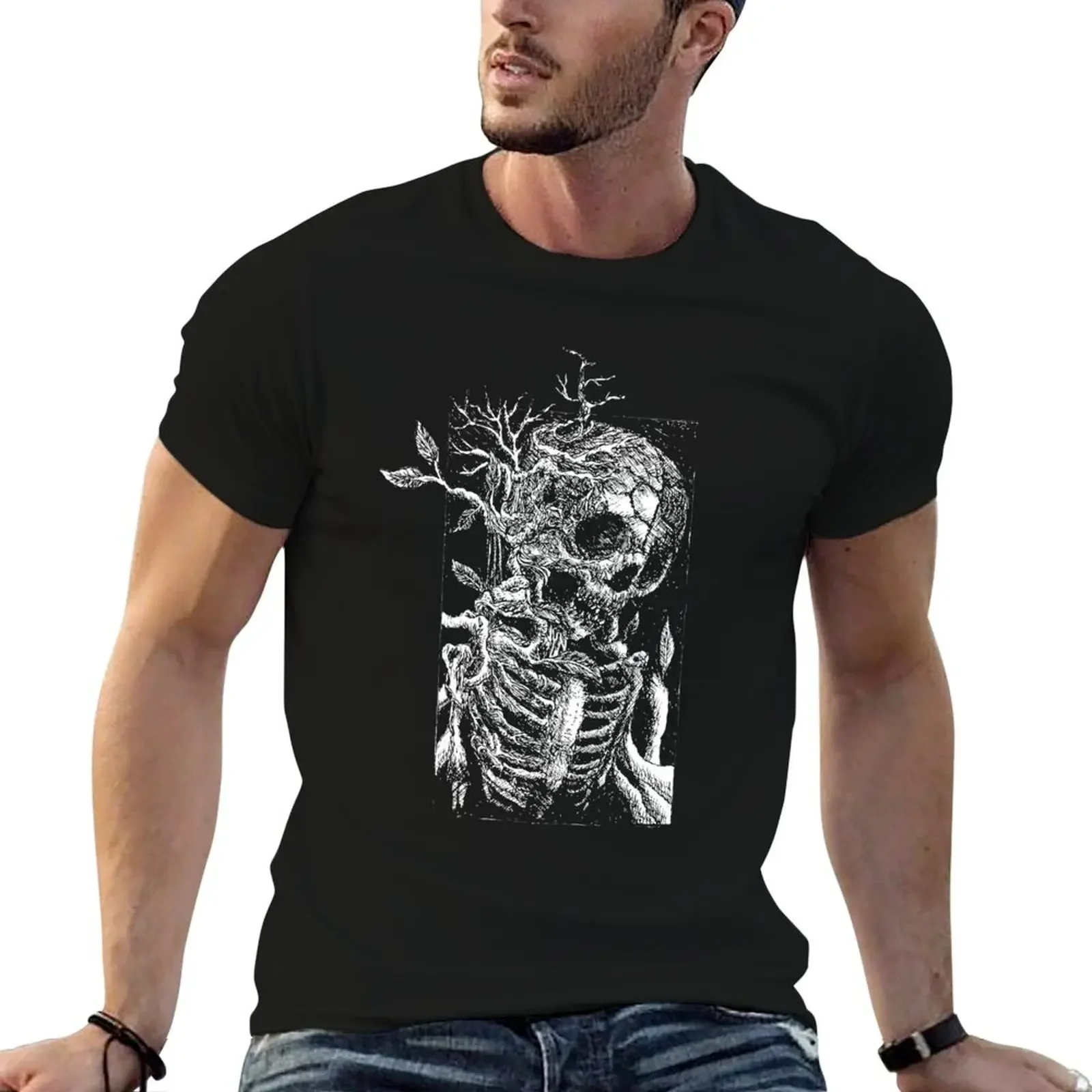 Футболка Epic Skull Life and Death Gothic Nature Skull от KRAFTD, персонализированная синяя арховая винтажная футболка для мужчин