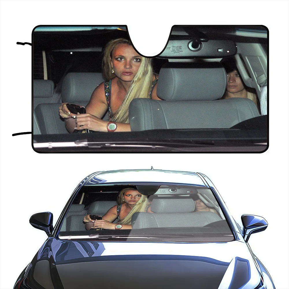 Фото Paris Britney Lindsay Heat Cool drive Car SunShade Windshield Anti-UV Protection Front Sun Shade Interior Cooling  for Vehicle №5