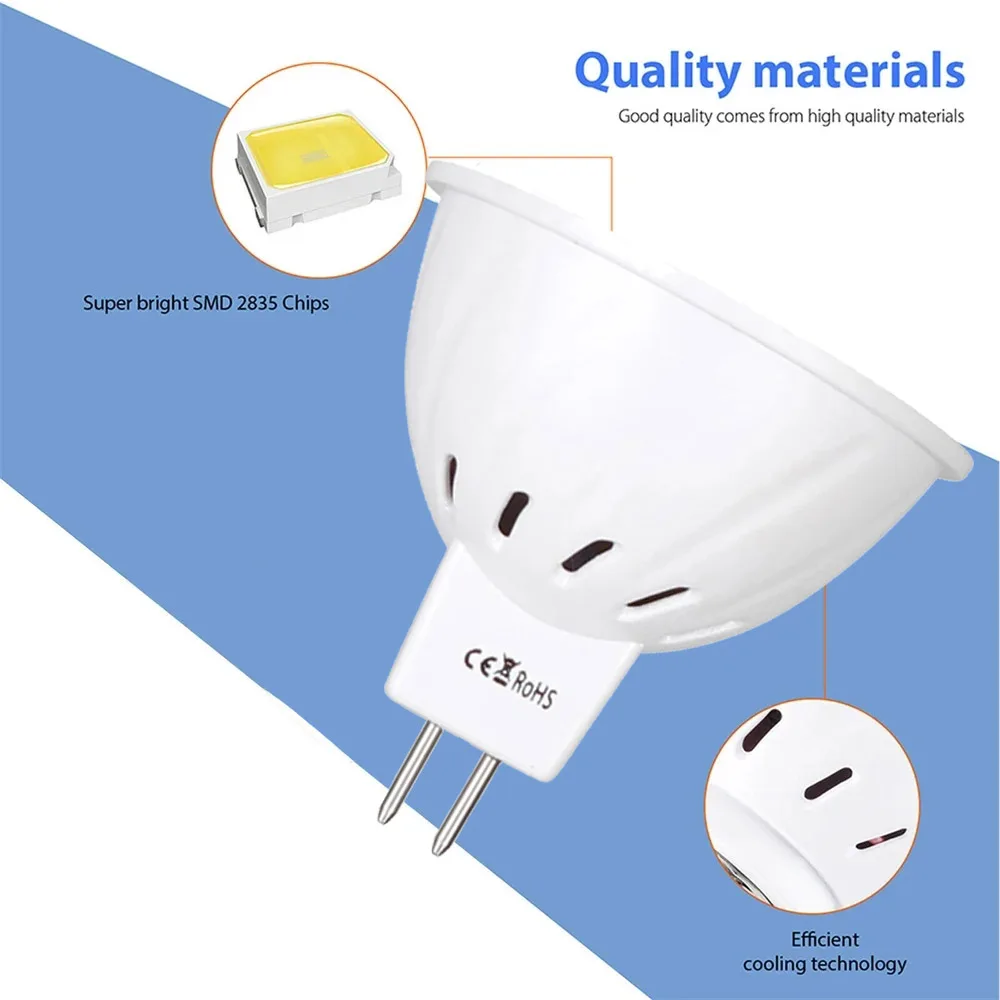 Фото Светодиодные лампы прожекторов 6W 8W 2835SMD AC/DC10-30V прохладные/теплые/нейтральные белые заменять галогенные лампы энергосберегающие для гостиной №3