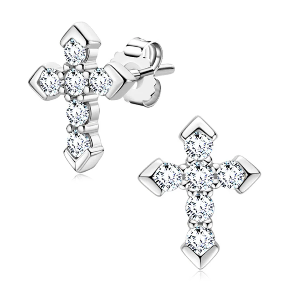 Фото Серьги-гвоздики унисекс, из серебра 100% пробы, с бриллиантами №1