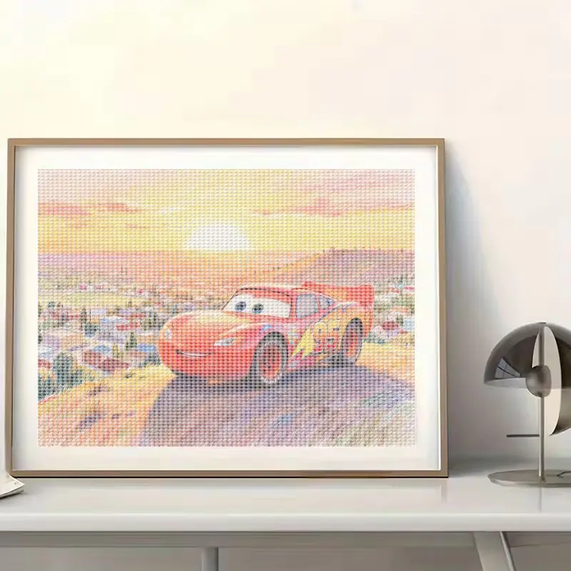 Фото 1 шт. Disney Pixar Cars Lightning McQueen алмазная живопись, 5D полная дрель мультфильм гоночный автомобиль художественный комплект, сделай сам горный хрусталь драгоценный камень картина Se №3