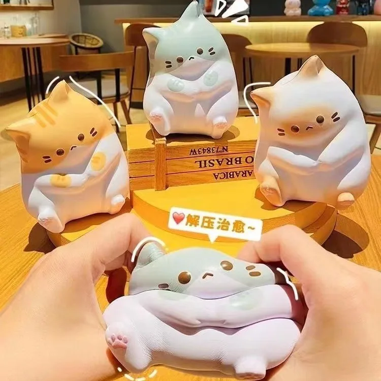 Новая мягкая игрушка для снятия стресса с котом, мягкая игрушка из искусственной кожи, медленно растущая мяч-антистресс, мультяшные настольные украшения, мягкие игрушки для снятия стресса