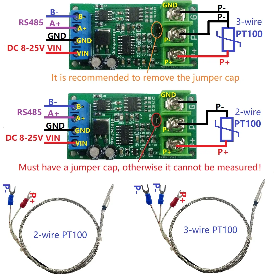 PTA9B01 Датчик температуры термопары PT100 с преобразователем RS485 Modbus RTU — температурный диапазон -20-400 градусов Цельсия