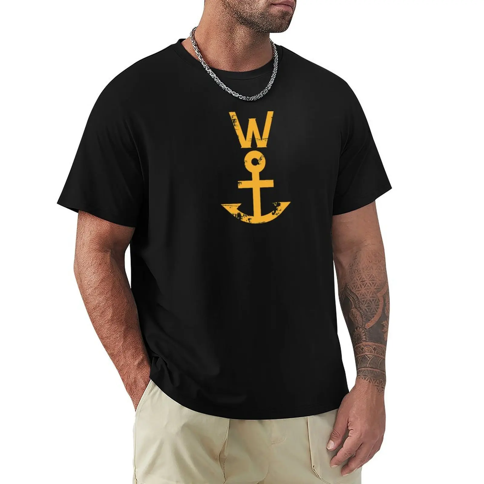 Футболка W Anchor Nautical Design с графикой, черные футболки для мужчин по индивидуальному заказу