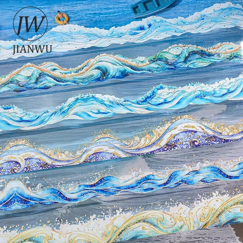 JIANWU 40 мм * 200 см, серия Star River Waves, винтажные морские волны, пейзажный материал, коллаж, ПЭТ-лента, креативный журнал, канцелярские принадлежности