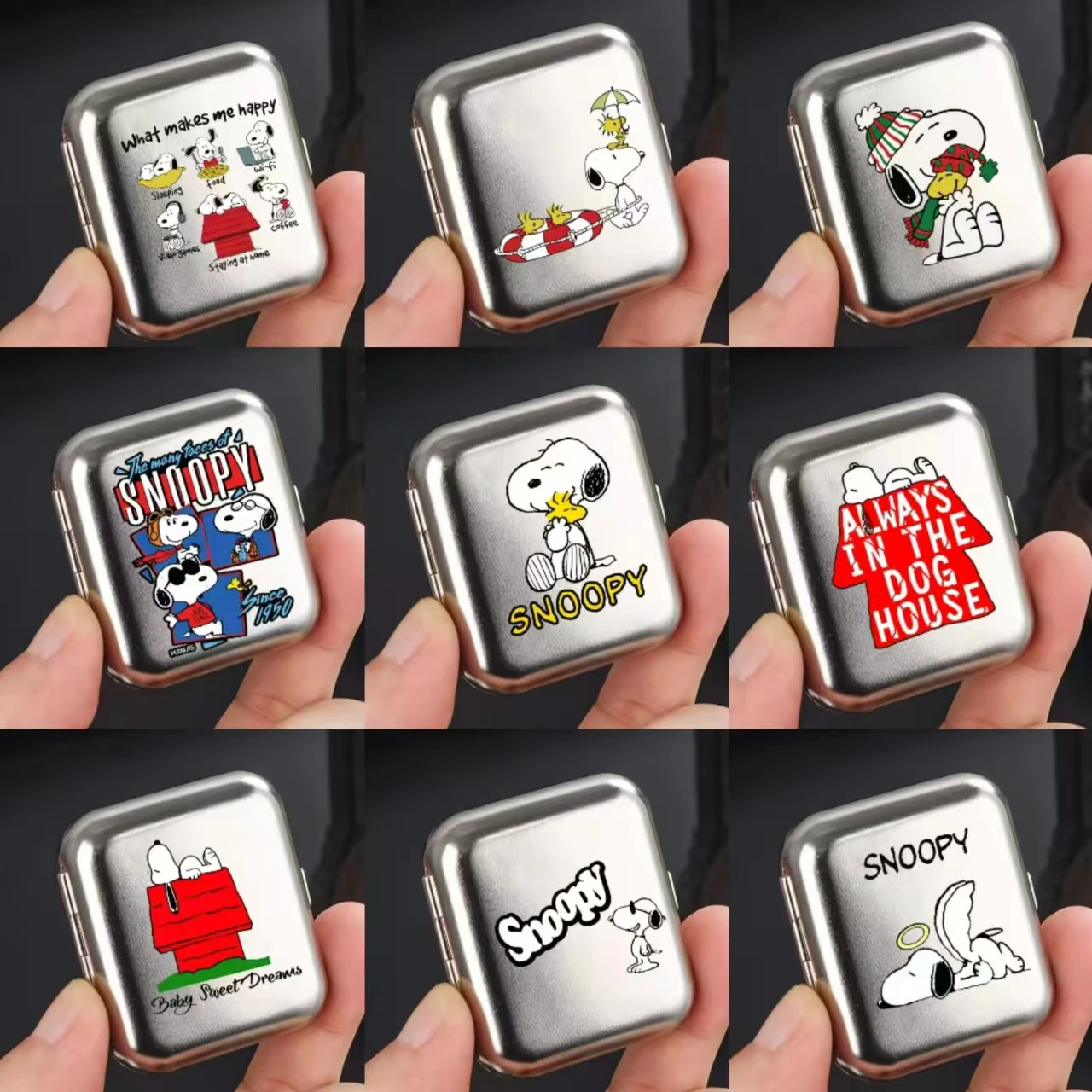 Мода Snoopy, новая карманная мини-металлическая пепельница, контейнер, портативная уличная пепельница для сигарет, аниме, мультфильм, пепельница для курения, подарки
