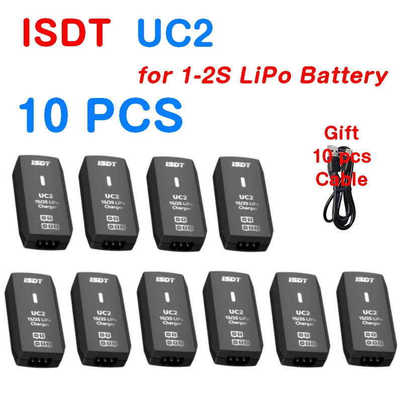 Умное балансирующее зарядное устройство 10 ISDT UC2 1S 2S LiPo USB XH 2,54, порт балансирования, Прямая зарядка для аккумулятора Lipo