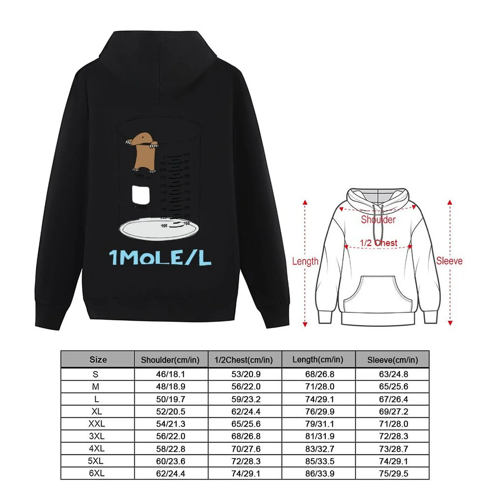 Фото Толстовка с капюшоном Chemistry 1 Mole per Litre for Mole or Avogadro & x 27;s Day, мужская одежда, зимняя одежда, мужская одежда, мужская толстовка №5