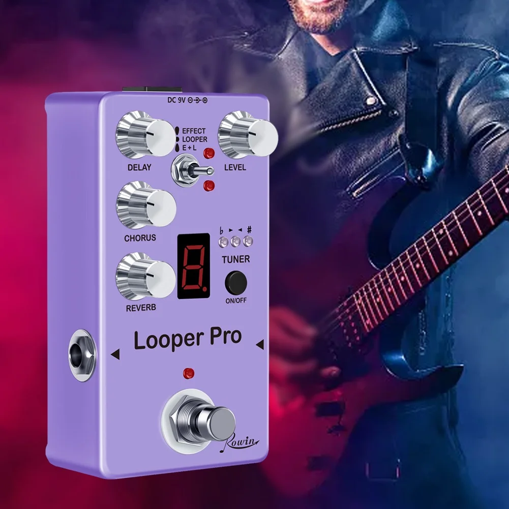 Педаль для создания эффектов ROWIN Looper Pro с 40s циклической задержкой реверберации хора и тюнером, прост в использовании для музыкантов