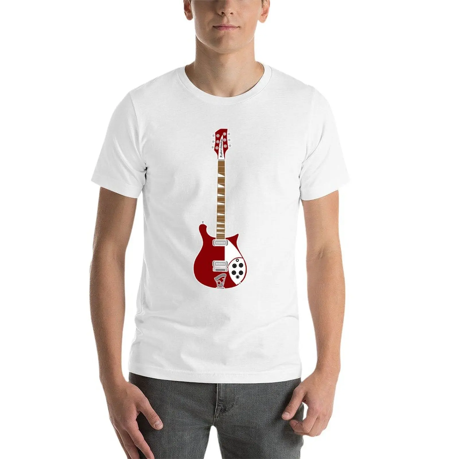 Фото Футболка GUITAR SILHOUETTES-RICKENBACKER 660, мужская футболка из хлопка, мужская футболка из 100% хлопка, футболка №4