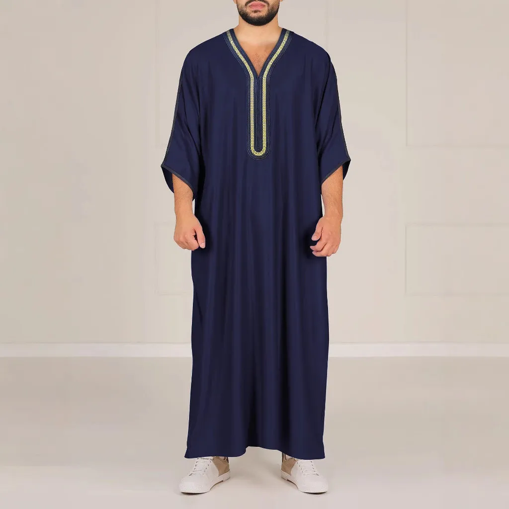 Фото Jubah Молитвенный ЗЕЛЕНЫЙ Хаки Халат Murah Oman Lelaki Обый мусульманский вышитый марокканский мужской халат в этническом стиле с боковым карманом №2