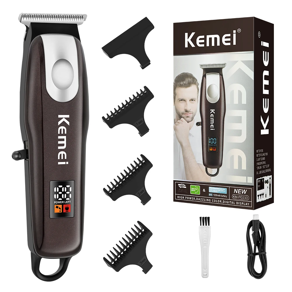 Kemei KM-PG233 KEMEI новая мини-электрическая машинка для стрижки волос с зарядкой и вставкой двойного назначения, маленькая и портативная машинка для стрижки волос с ЖК-дисплеем