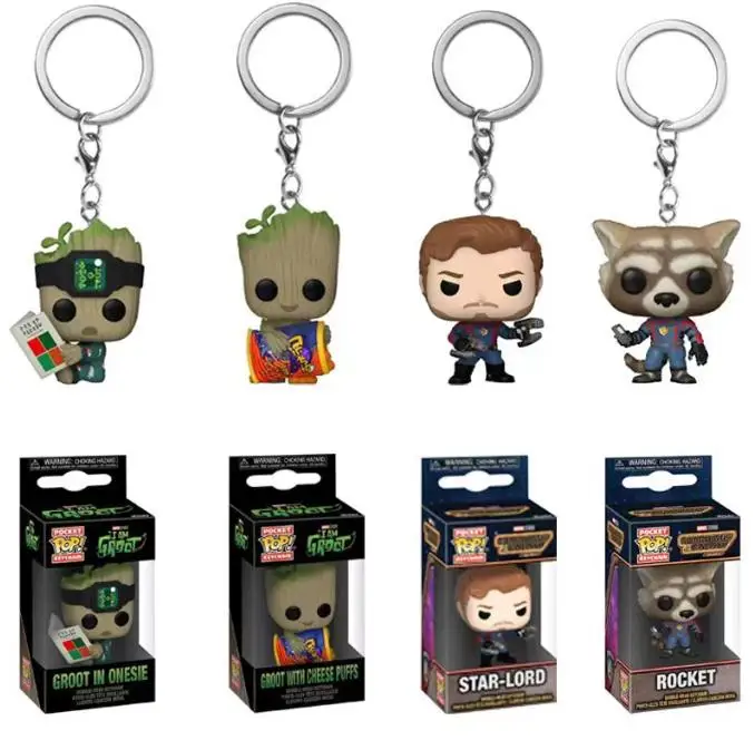 Funko Pop стражи Галактики 3 Карманный поп Брелок ракета звезда лорд Грут в Onesie Groot с сыром затяжки модели игрушки