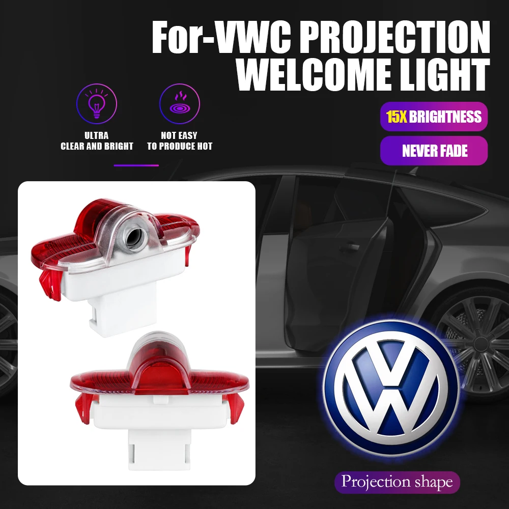 Для Volkswagen VW Lavida Touran Caddy Beetle Golf Bora 2 шт. светодиодная лампа приветствия двери автомобиля беспроводной лазерный проектор логотип ночник