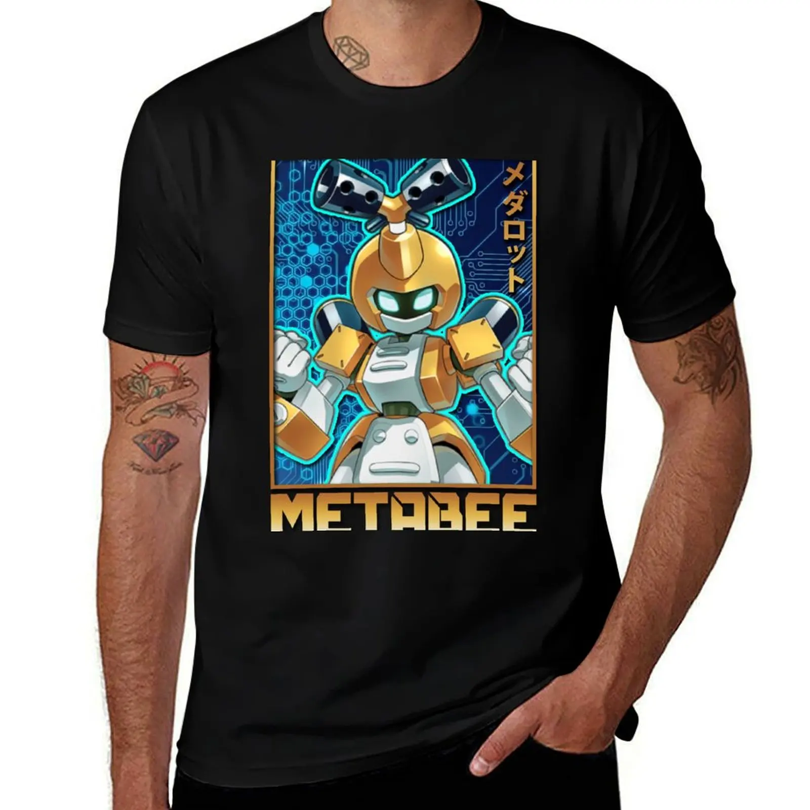 Футболка Medabots-Metabee, мужские футболки для мужчин, мужская футболка из 100% хлопка, футболка люксового бренда