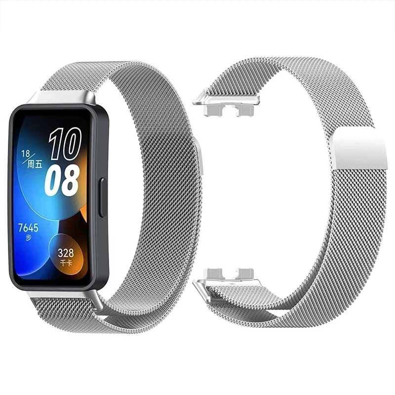 Фото Поп-миллианский ремешок-петля для умных часов Huawei Band 8 7, магнитный браслет Correa, металлический браслет из нержавеющей стали, Huawei Band 6 S №3