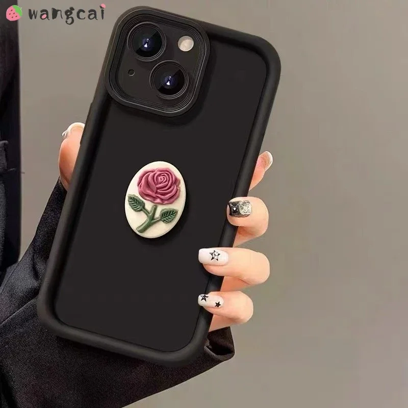 Фото Для OPPO Reno 12F 11F 12 11 F27 F25 Pro Realme GT Neo 6 SE 6T 5 Pro Find X8 X7 Ultra X6 Pro 3D матовый чехол с овальным цветком розы №3