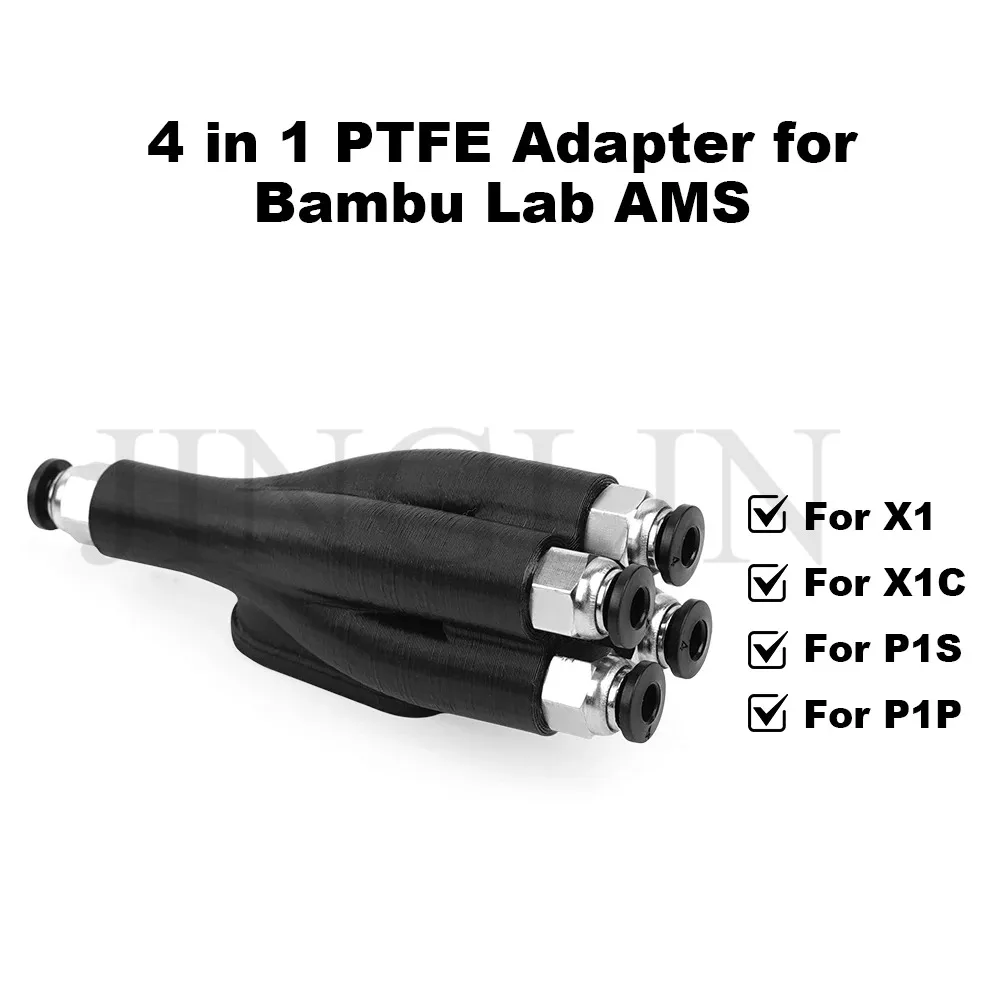 Фото Для Bambu Lab X1 X1C P1S P1P Адаптер из ПТФЭ 4 в 1, материал, порт расширения для труб AMS Connect, 4 модуля подачи, часть 3D-принтера №2