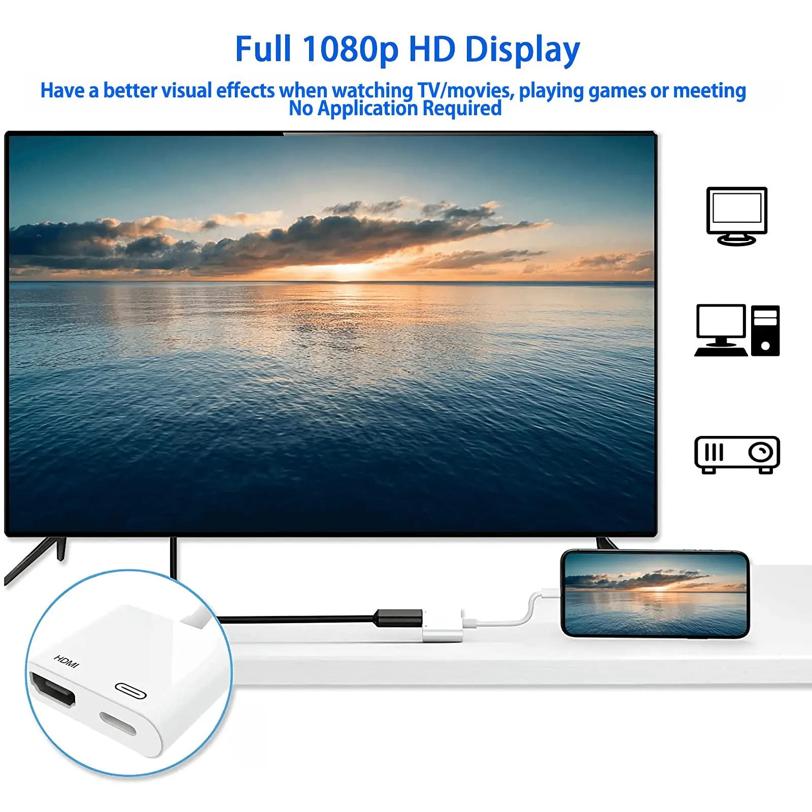Фото Адаптер Lightning/HDMI для iPhone/HDMI, 1080P №3