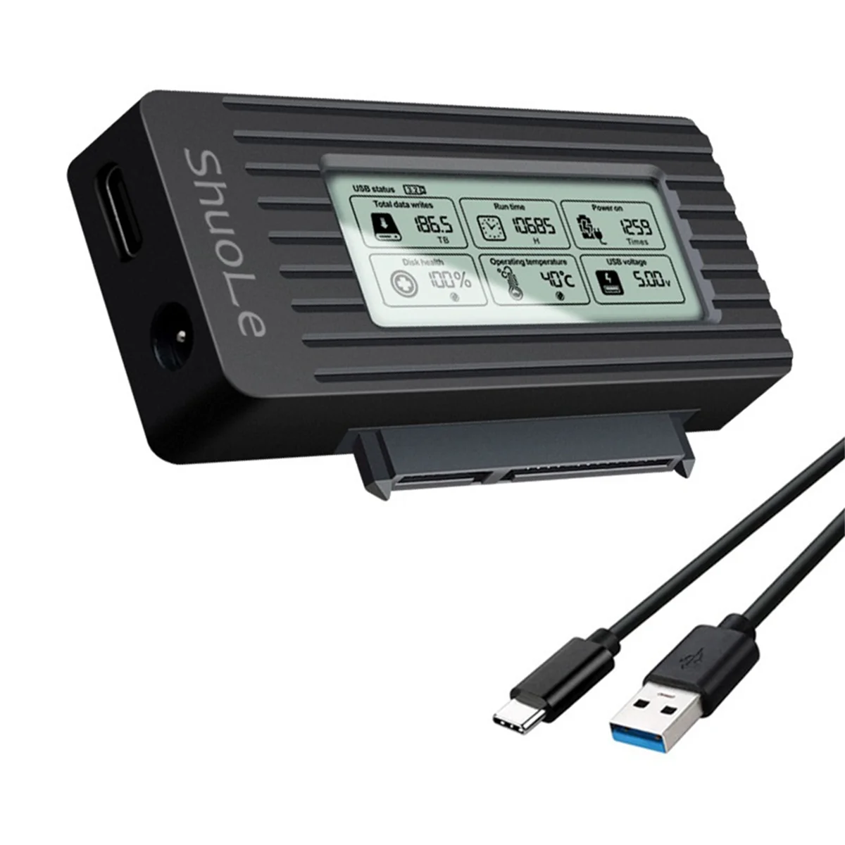 Фото ShuoLe USB 3,1, адаптер для жесткого диска, 2,5/3,5 дюйма, интеллектуальный цифровой дисплей, простой кабель для жесткого диска №5