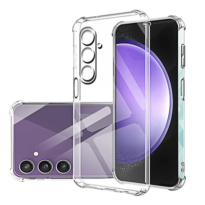 Прозрачный чехол для телефона Samsung Galaxy S23 FE S24 Ultra S21 S22 Plus S20fe, противоударный прозрачный силиконовый бампер, мягкая задняя крышка