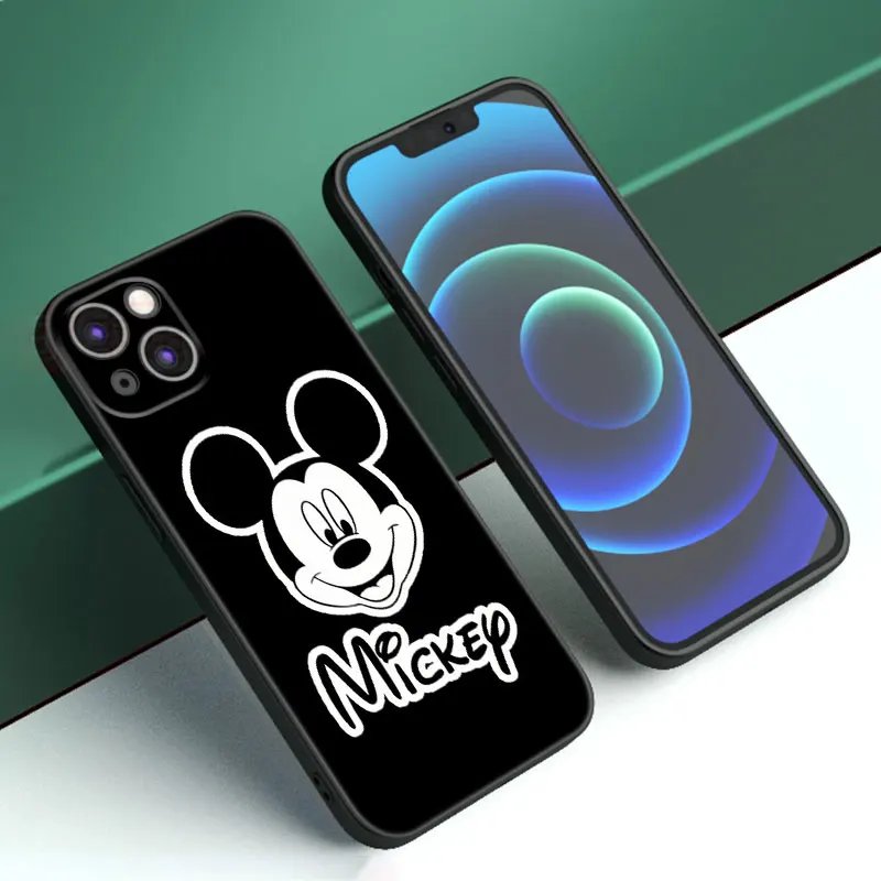 Фото Черный силиконовый чехол M-Mickey Art для Apple iPhone 12 13 Mini 11 14 15 Pro Max 7 8 Plus X XR XS SE 2020 2022 №5