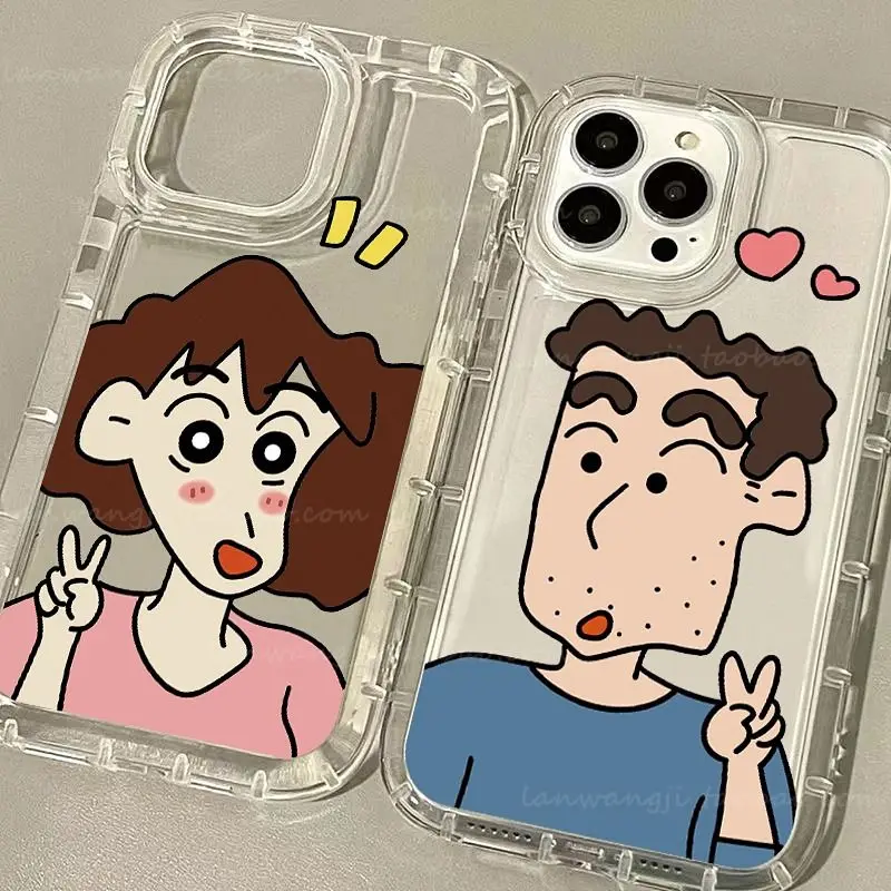 Crayon Shin-Chan Iphone 13 14Promax пара чехлов для телефона нохара Мисе Хироши мультфильм милая фигурка 12Mini 7 8Plus Xs Xr мягкий чехол
