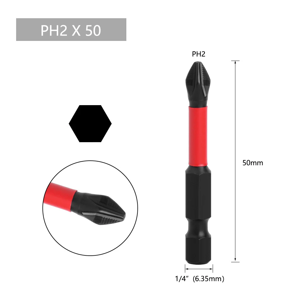 1 шт., насадка для отвертки PH2, 50-90 мм