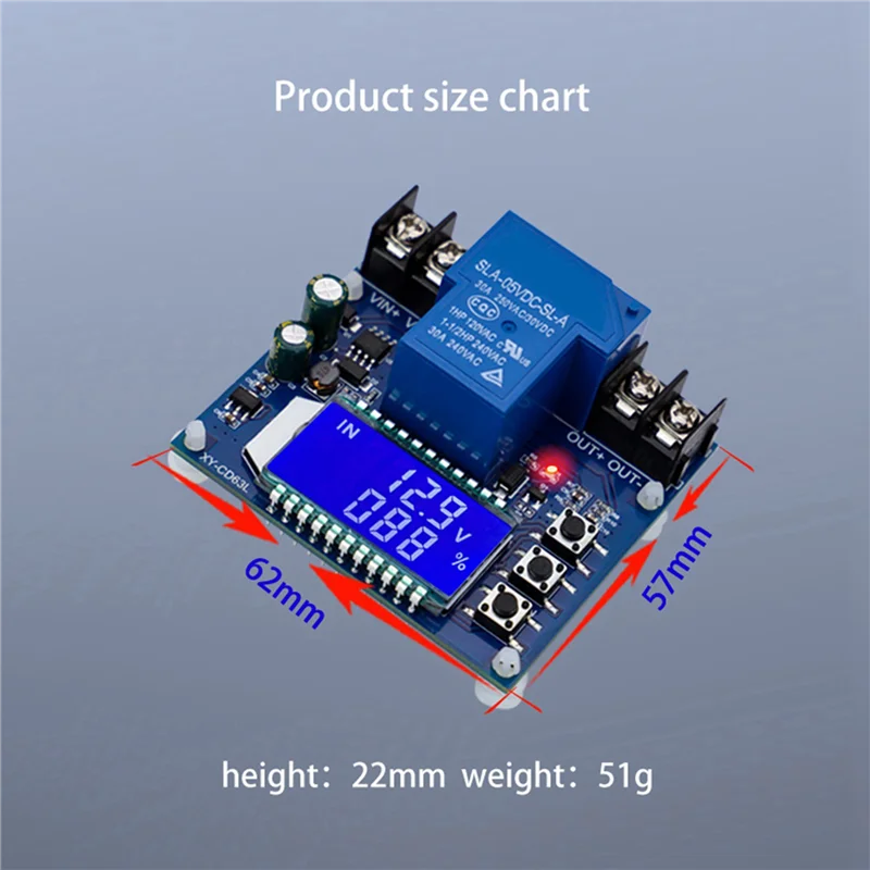 ABZZ-3X DC6-60V 30A Модуль управления зарядкой аккумулятора Защитная плата Зарядное устройство Переключатель времени ЖК-дисплей XY-CD63L Общественное вещание