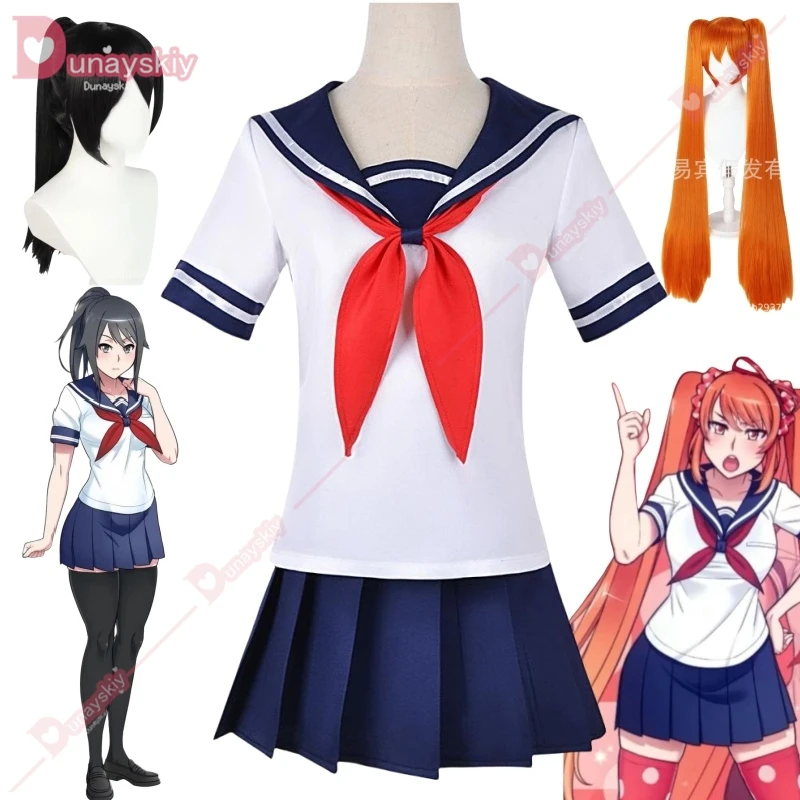 Игра Yandere Simulator Osana Najimi костюмы для косплея парик Ayano Aishi для девочек школьная форма JK рубашка моряка юбка платье одежда